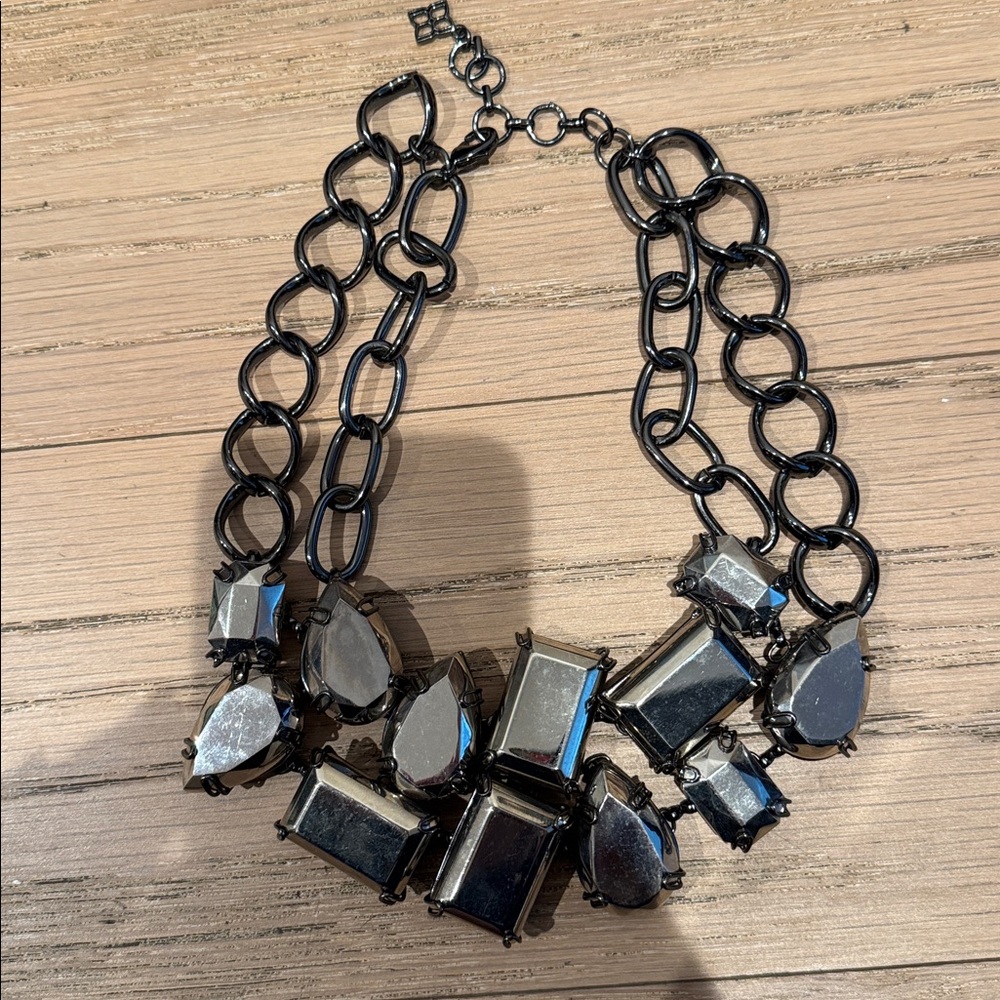 Vintage, BCBG, Gunmetal Black Statement Necklace, Rare